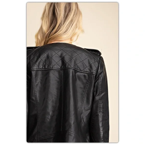 Black Vegan Leather Jacket - Picture 5 of 6